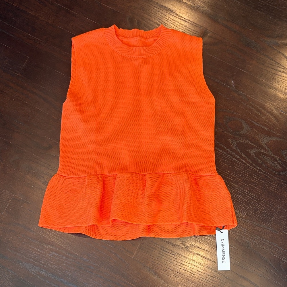 Commense Orange Sleeveless Peplum Top